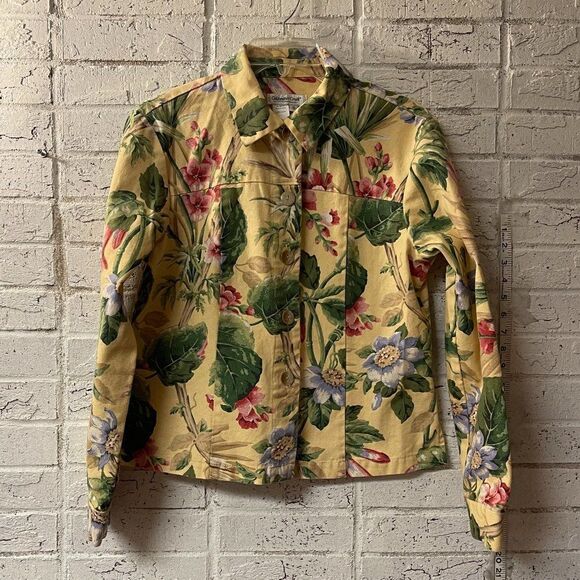 Colorful Yellow Coldwater Creek Floral Jacket Blazer Small - Picture 1 of 10